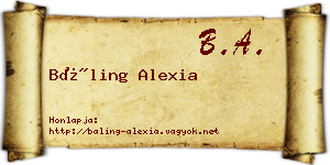 Báling Alexia névjegykártya